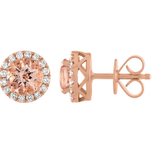 Morganite and Diamond earrings - Picture 7 of 10